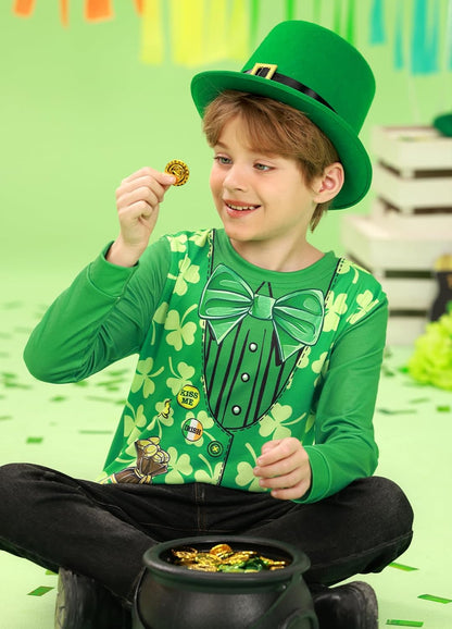 Unisex Kid'S St.Patrick'S Day Top Clover Print Irish Shamrock Funny Shirt 18M-14 Years
