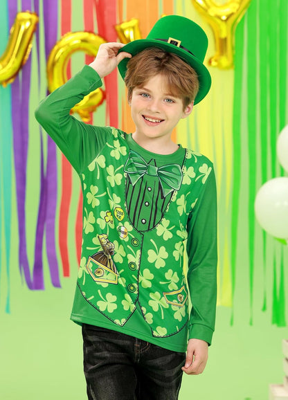 Unisex Kid'S St.Patrick'S Day Top Clover Print Irish Shamrock Funny Shirt 18M-14 Years