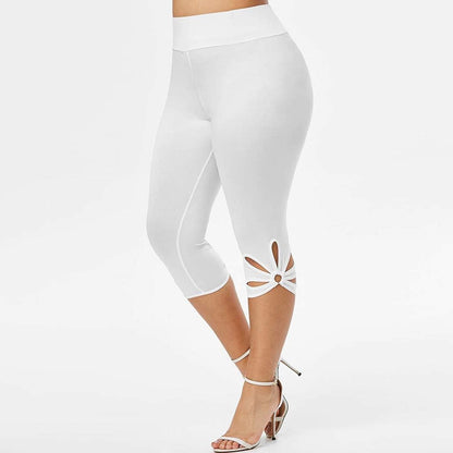 Yoga Capris plus Size Leggings for Women, 4X-5X High Waisted Hollow Design Summer Solid Hollow Elastic Waist Casual Sport Sweatpants Trousers