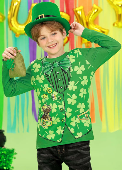 Unisex Kid'S St.Patrick'S Day Top Clover Print Irish Shamrock Funny Shirt 18M-14 Years